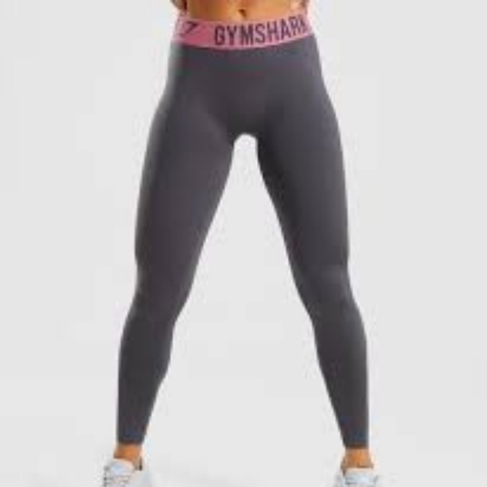 Gray and Pink Gymshark Fit Leggings